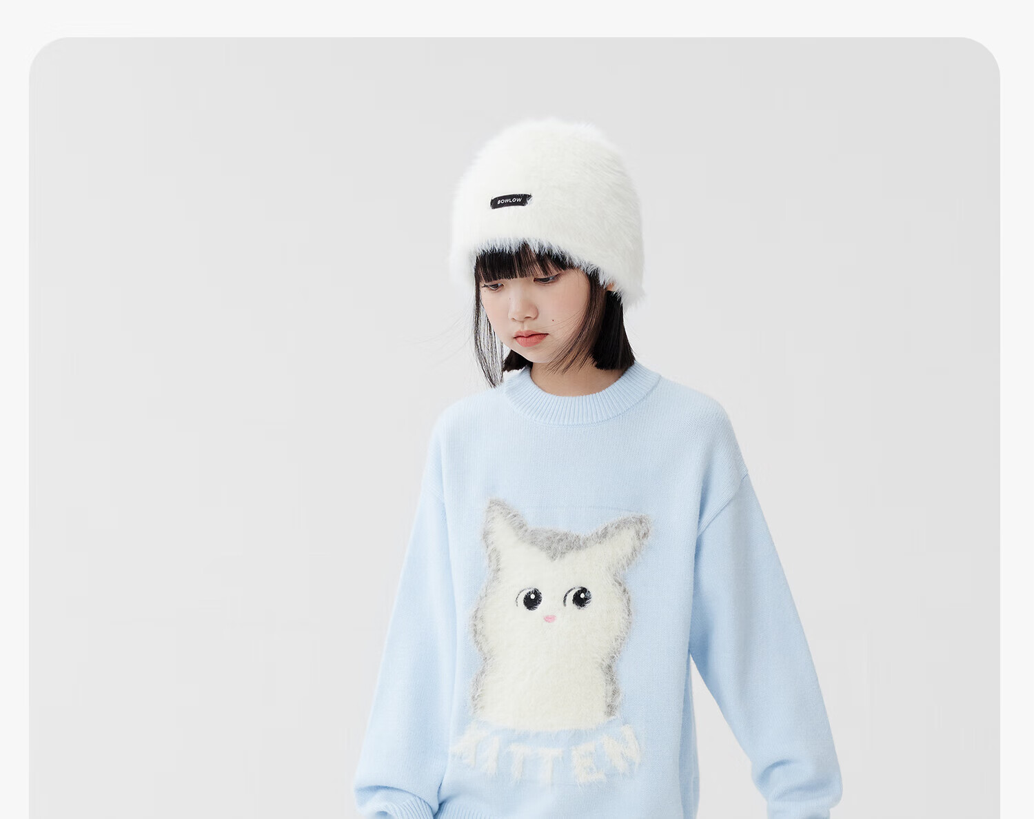 Zuo Xi Girls' Sweater Autumn Winter 2025 New Plush Inner Wear Cute Pet Children's Knitwear Trendy Light Yellow 160 22